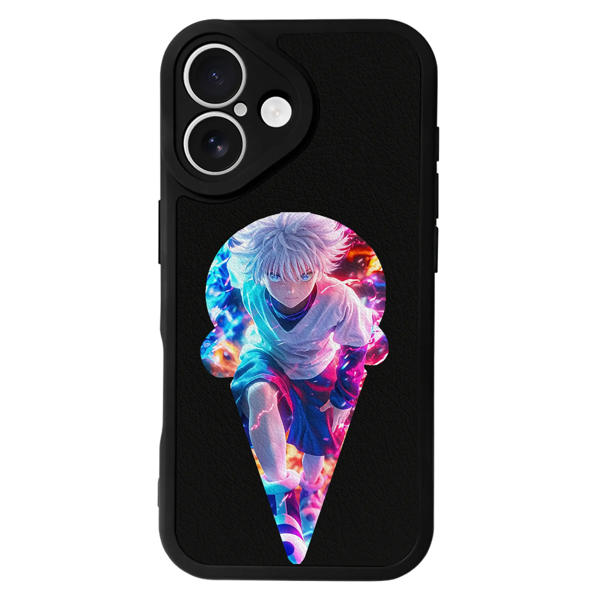 ハンター×ハンター グッズ キルア＝ゾルディック - IPhone 16シリーズ対応 ・ シリコンスマホケース ・ レザー調 ・ 高精度フィット ・ 耐衝撃 ・ ワイヤレス充電対応 ・ 精密カット